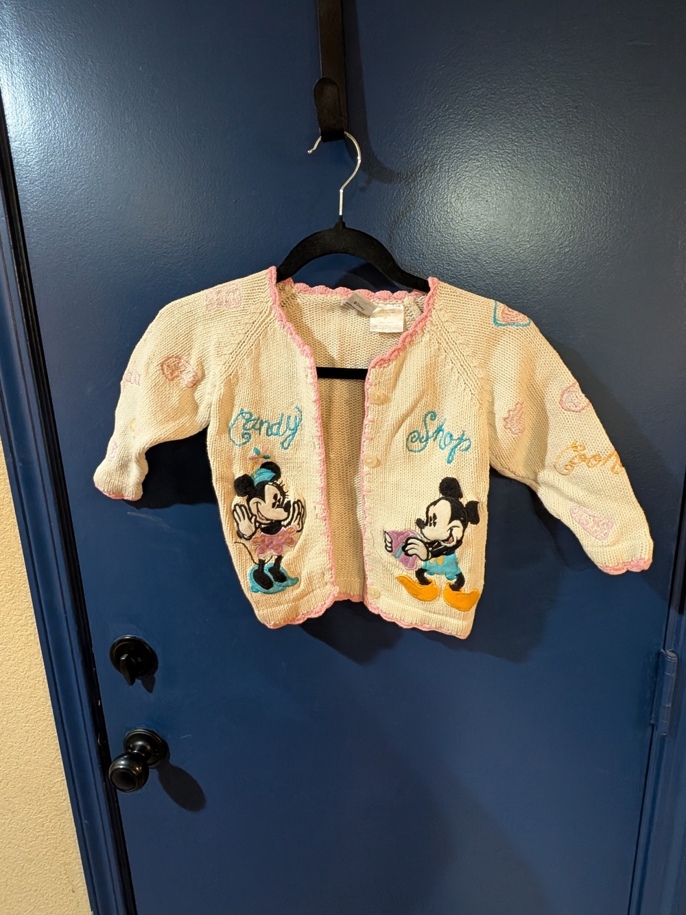 Vintage Mickey & Co Disney Girls 4T Minnie Mickey Candy Shop Cardigan